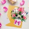 3D Paper Pop Up Bouquet Cards with Pink White Rose, Handmade Floral Greeting Card with Blank Note Card Envelope for Spring Birthday, Mother’s Day Graduation Housewarming Women Party Gifts